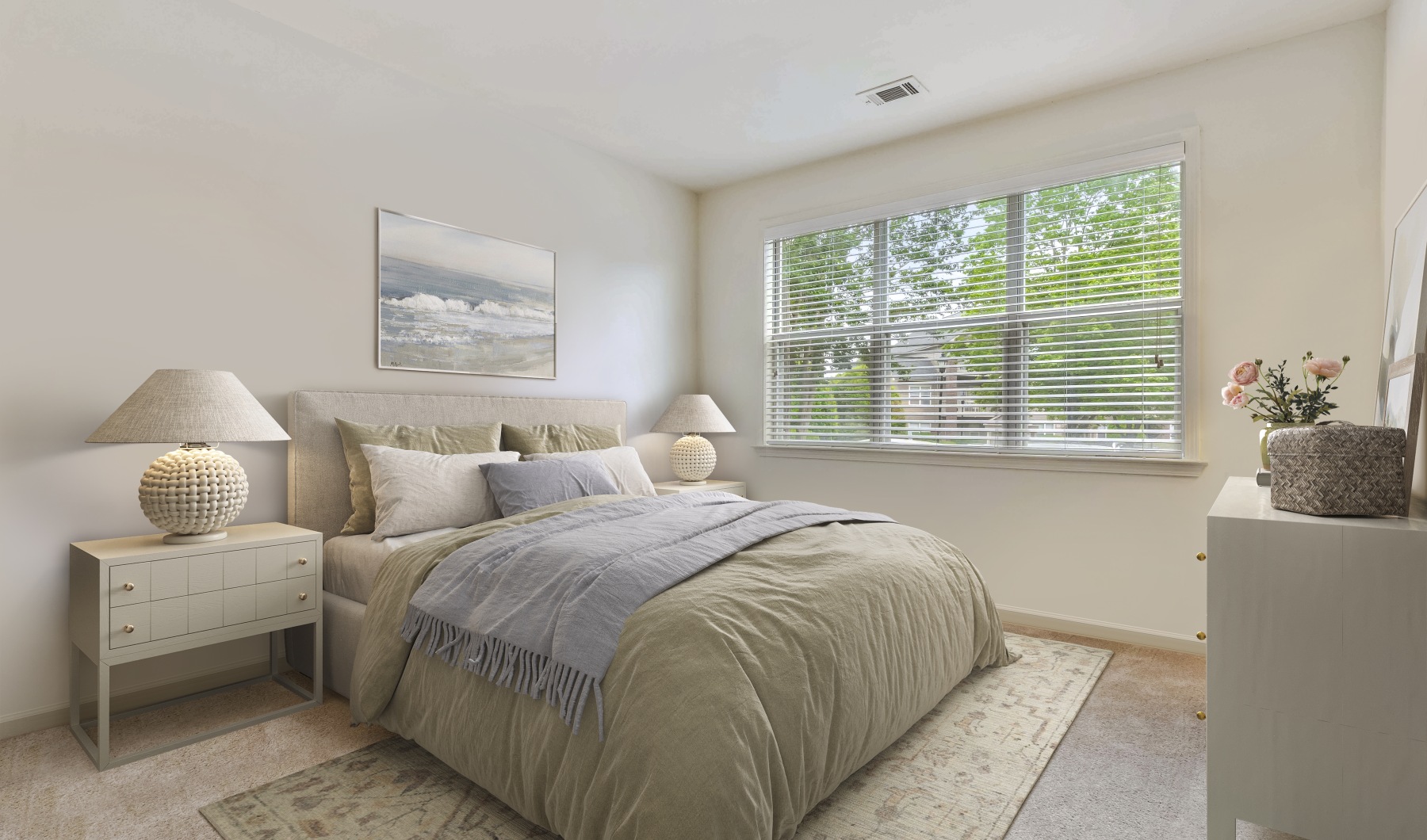 bedroom with plush carpeting